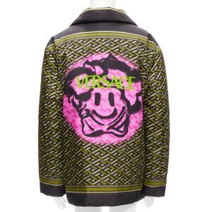 VERSACE 2021 Runway La Greca Graffiti Medusa Smiley green padded coat IT52 L